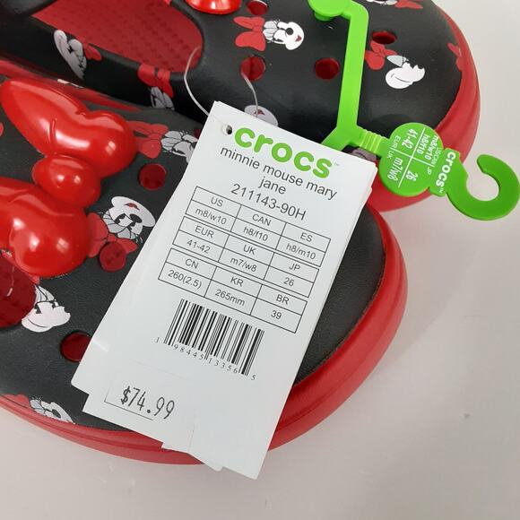 Crocs Disney Minnie Mouse Mary Janes Red Womens 10 Platform Slip On Chunky NWT - Picture 9 of 9